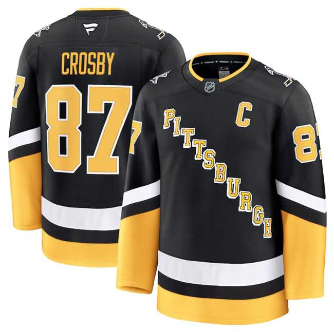 Mens Pittsburgh Penguins #87 Sidney Crosby Black 2024-25 Alternate Stitched Hockey Jersey Dzhi->pittsburgh penguins->NHL Jersey